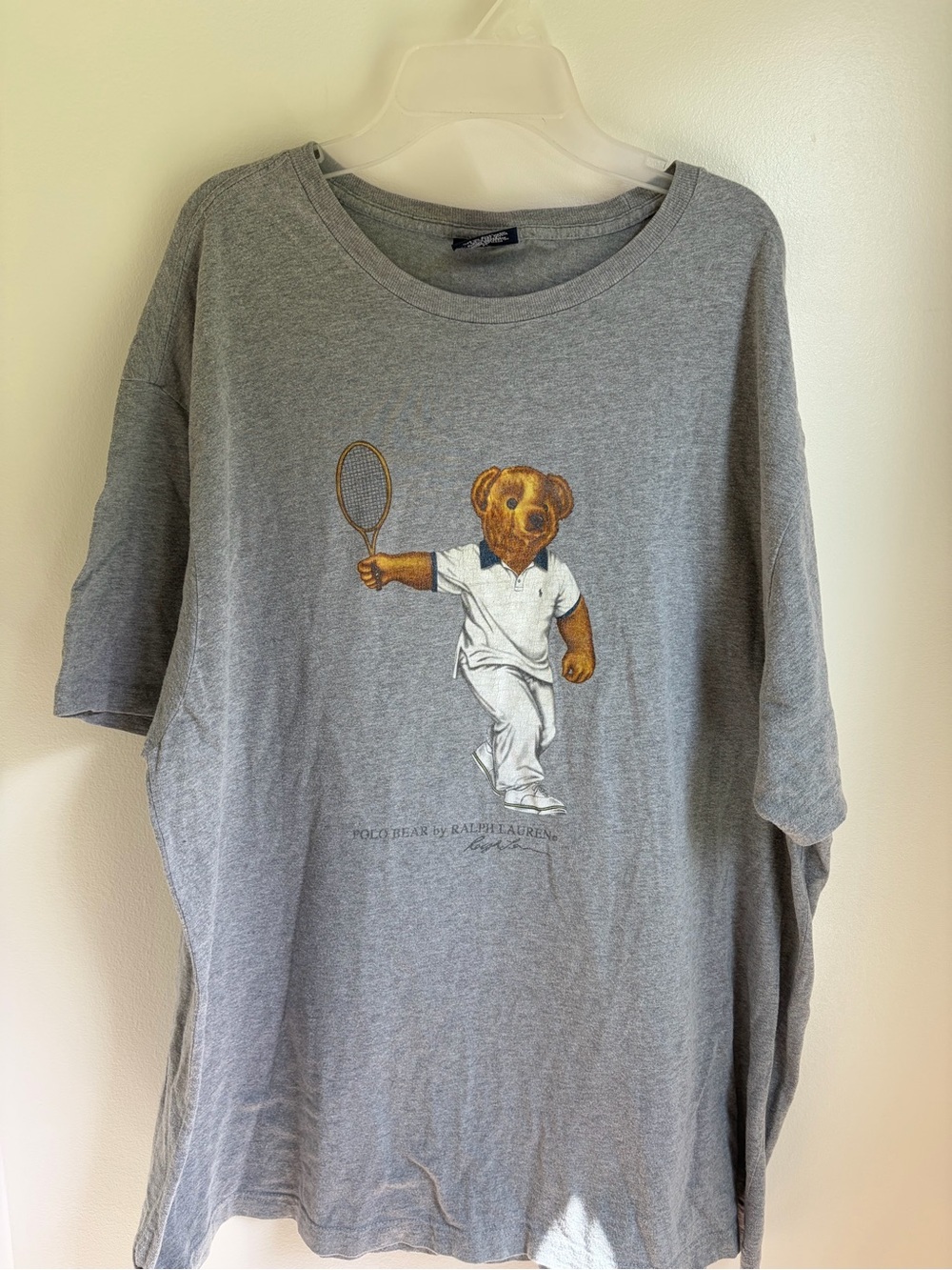 Ralph Lauren Gray Tee with Tennis Bear Graphic